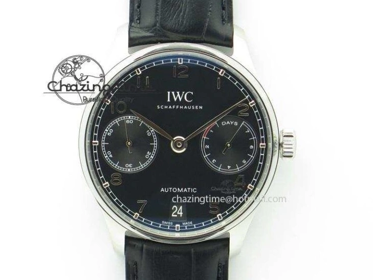 MIROTIME 0715 UrbanStyle Portuguese IW371446 ZF 1:1 Best Edition SS White Dial Blue Markers On Blue Leather Strap  A79350 V 7270